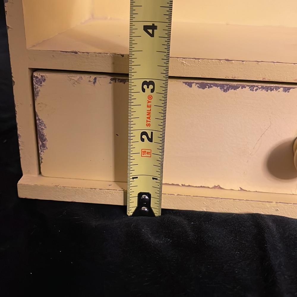 Distressed Yellow Drawer Shelf. - Picture 3 of 9